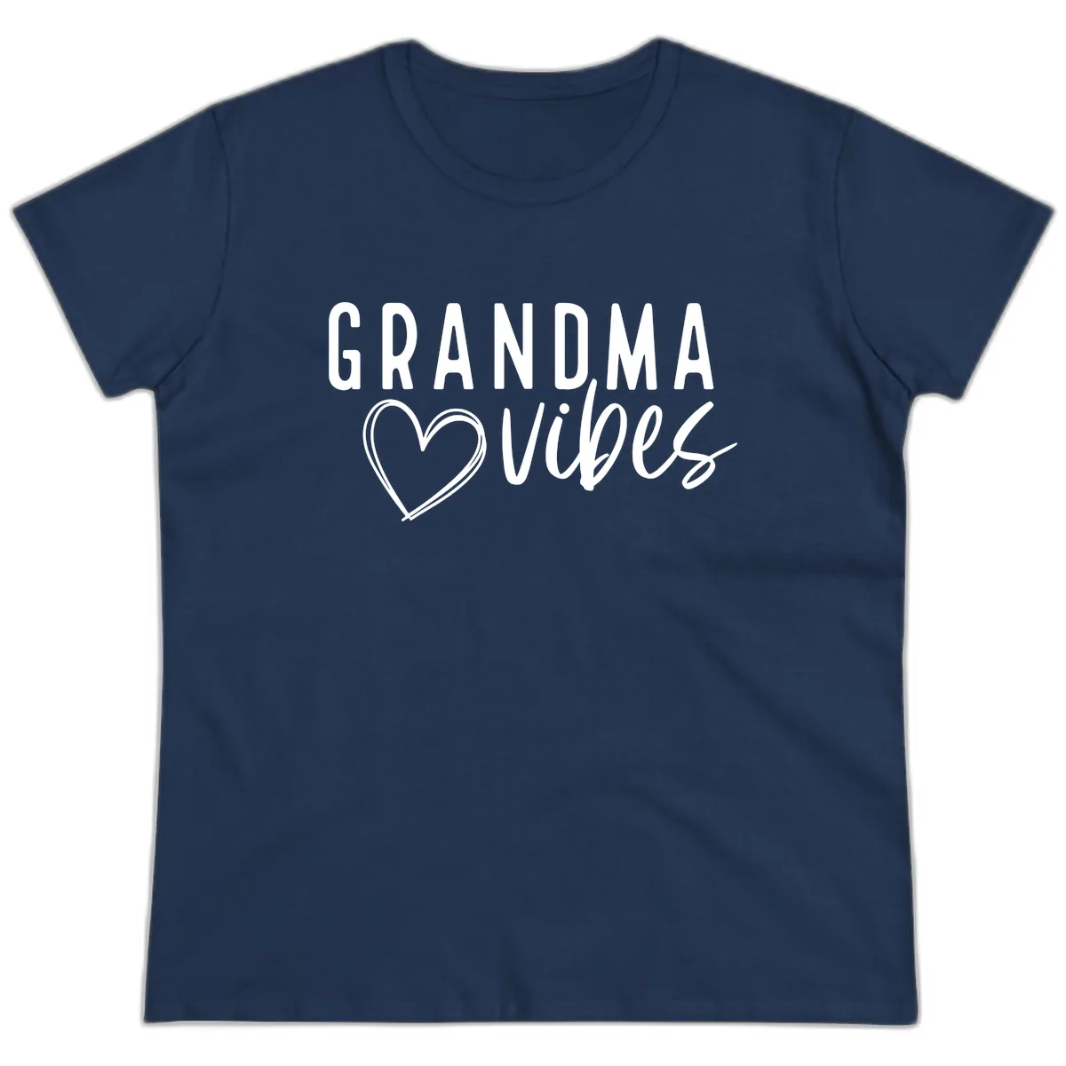 Grandma Vibes Heart Design Ladies Tee in Navy