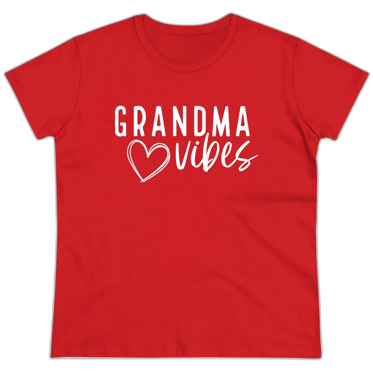 Grandma Vibes Heart Design Ladies Tee in Red