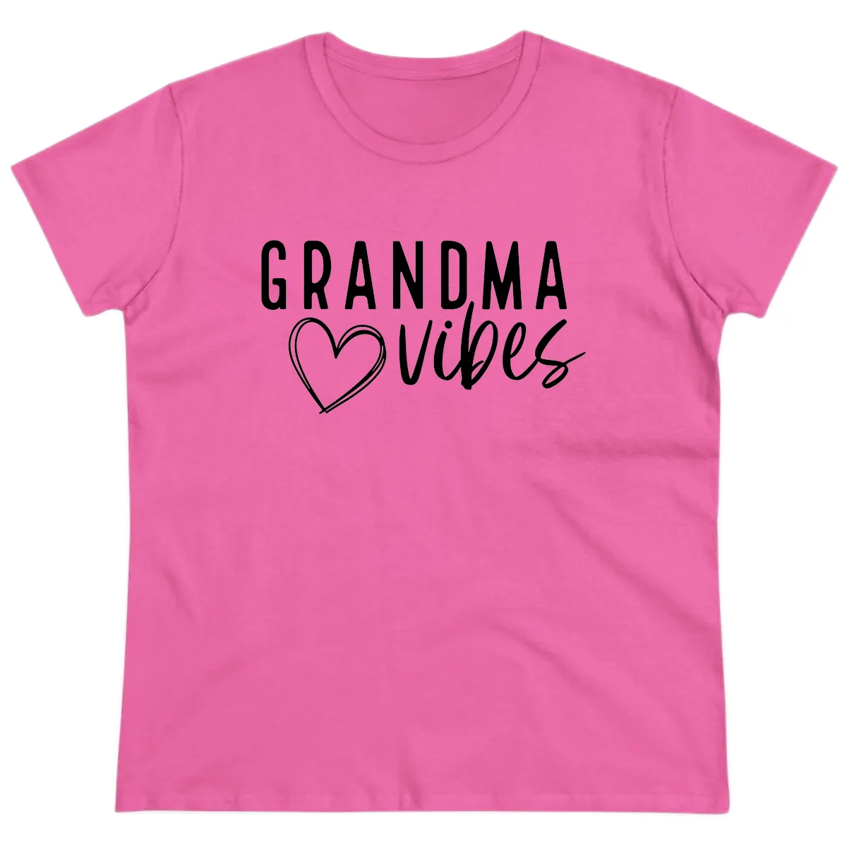 Grandma Vibes Heart Design Ladies Tee in Azalea