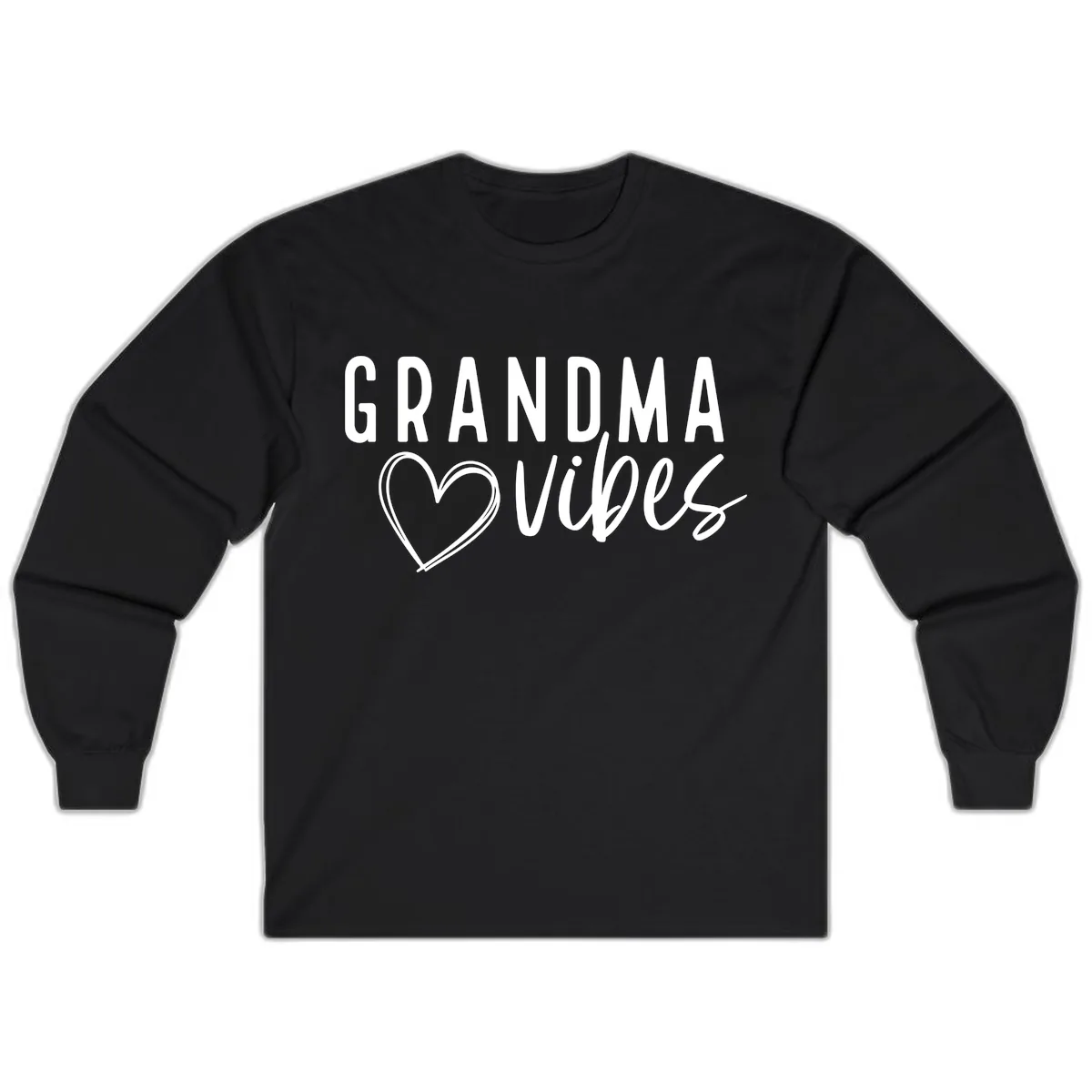 Grandma Vibes Heart Design Long Sleeve in Black
