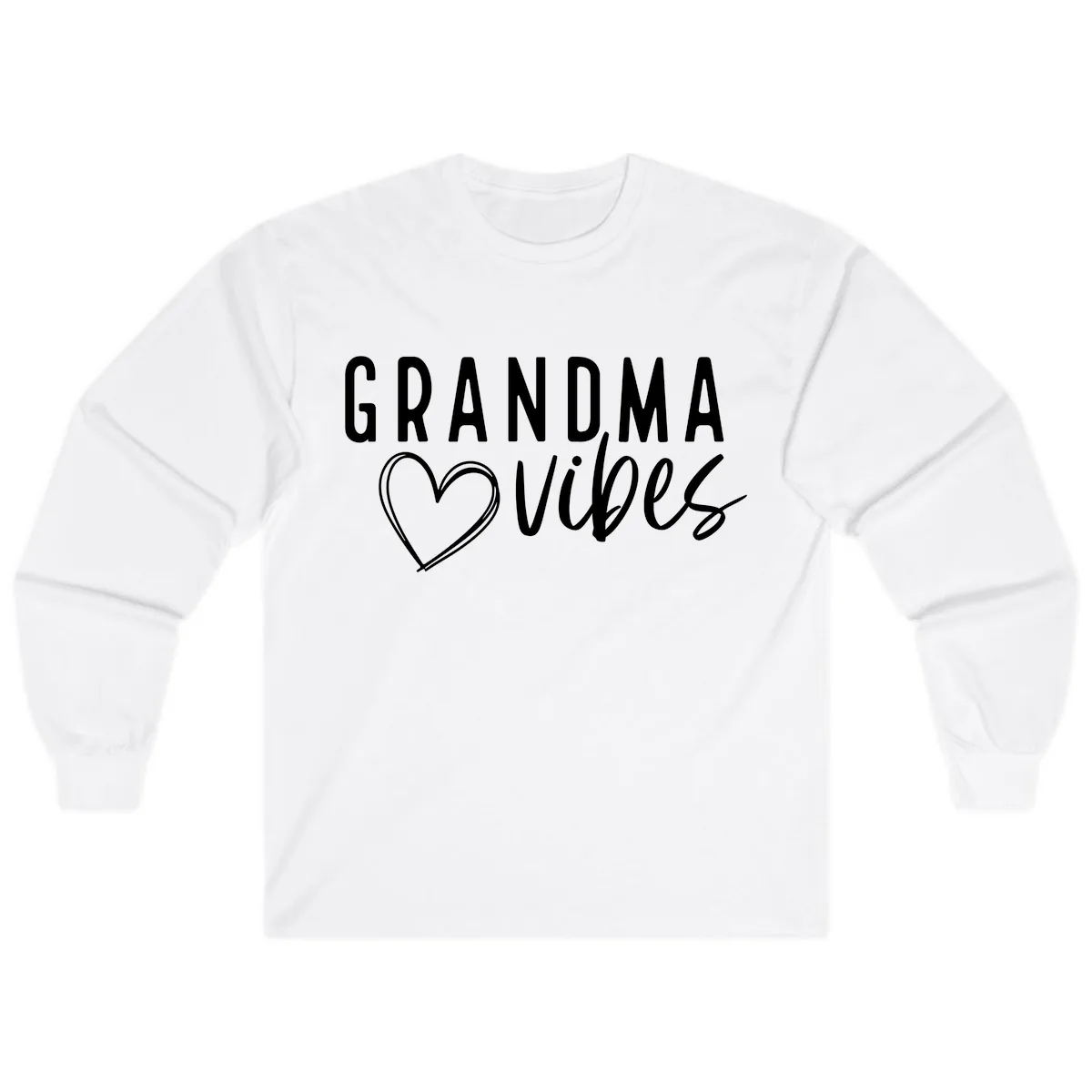 Grandma Vibes Heart Design Long Sleeve in White
