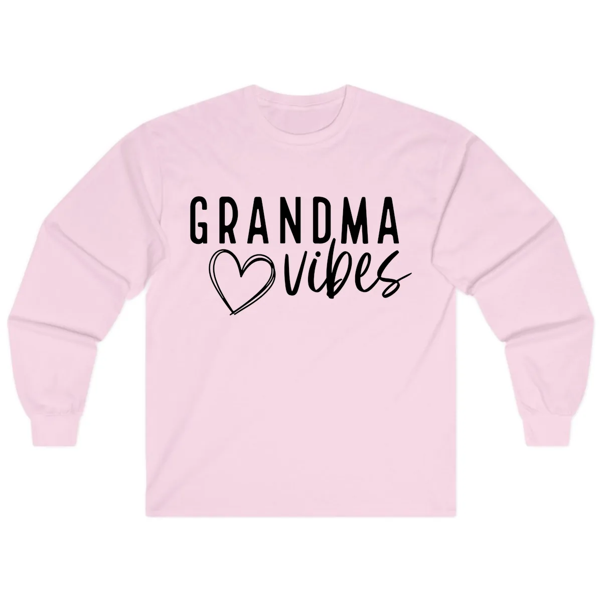 Grandma Vibes Heart Design Long Sleeve in Light Pink
