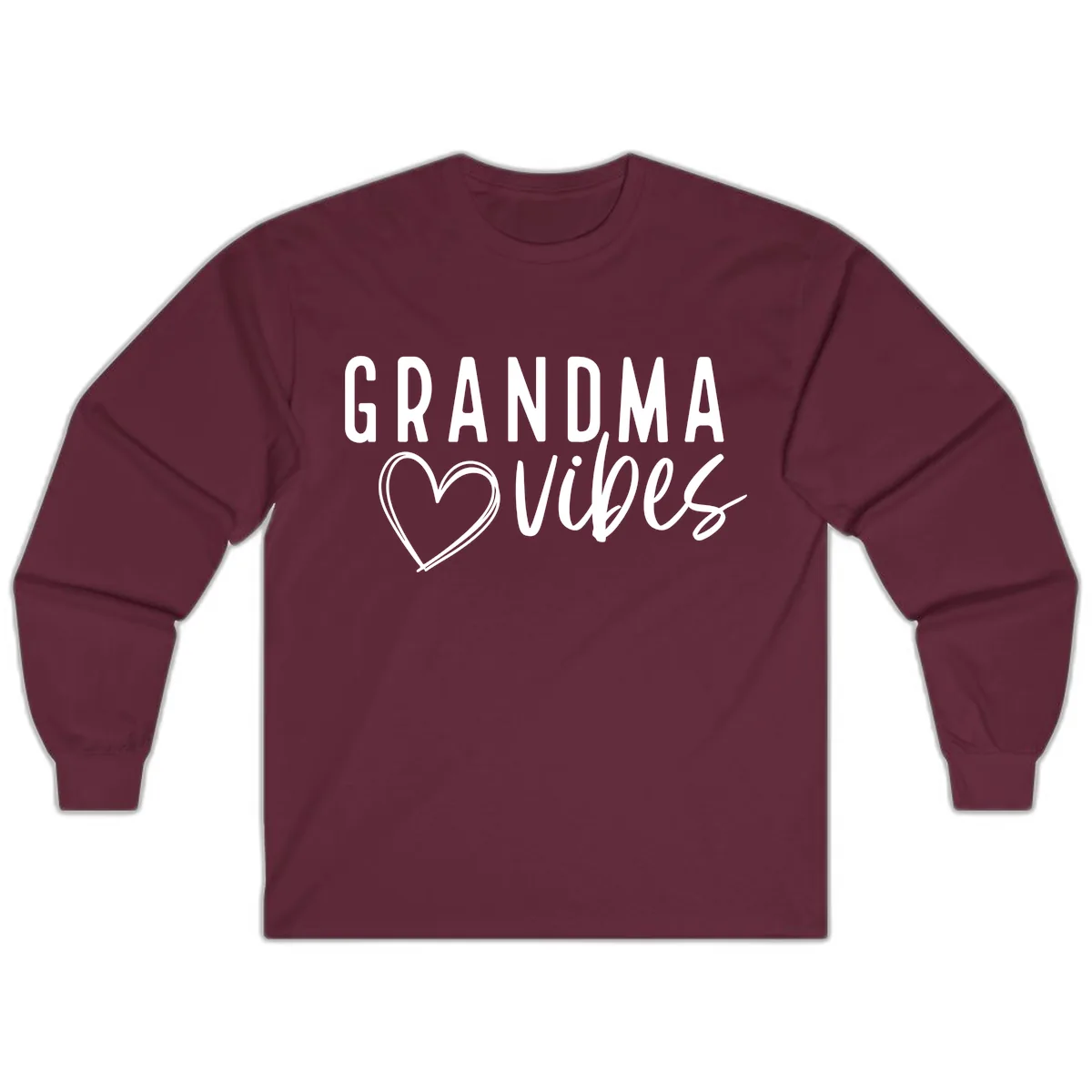 Grandma Vibes Heart Design Long Sleeve in Maroon
