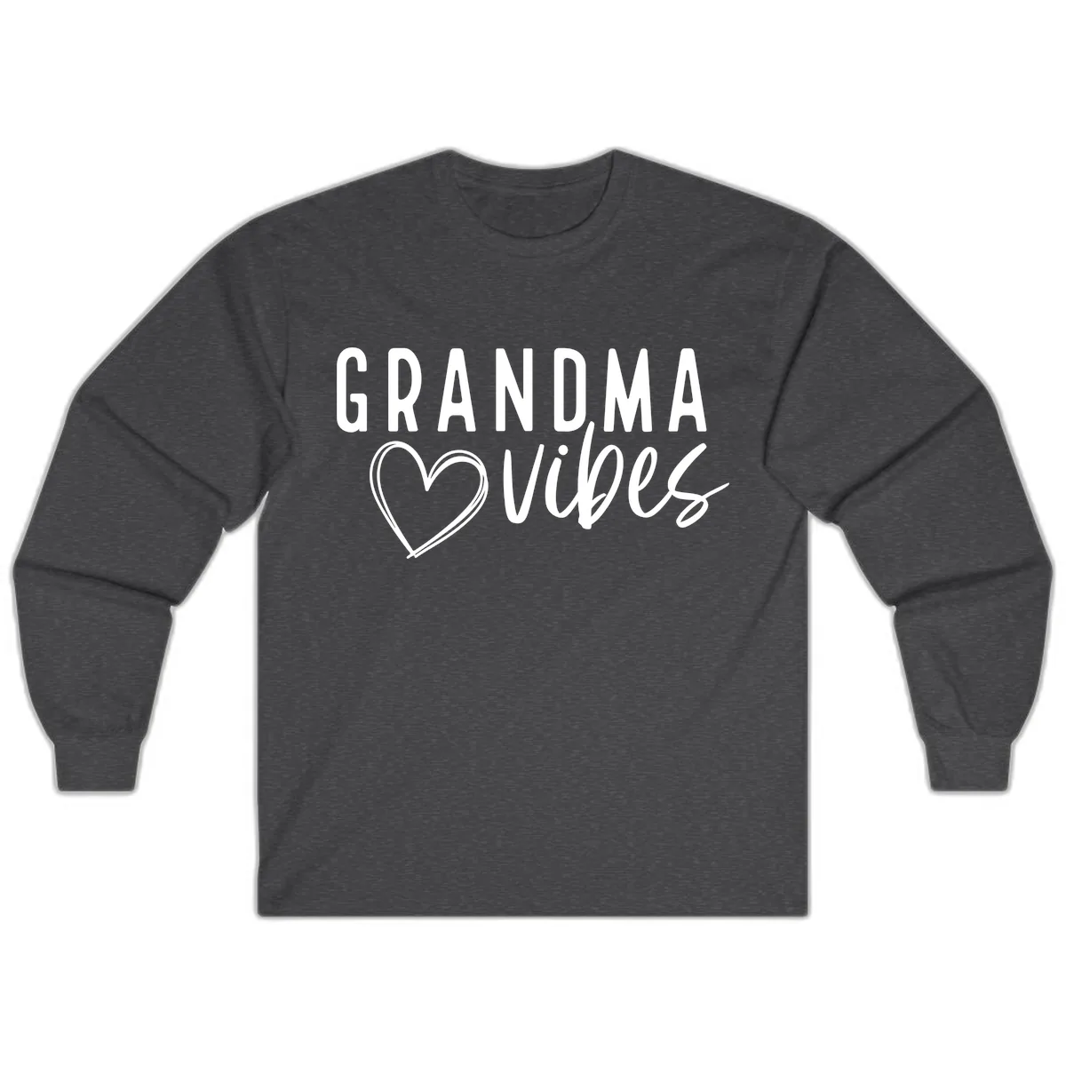 Grandma Vibes Heart Design Long Sleeve in Dark Heather