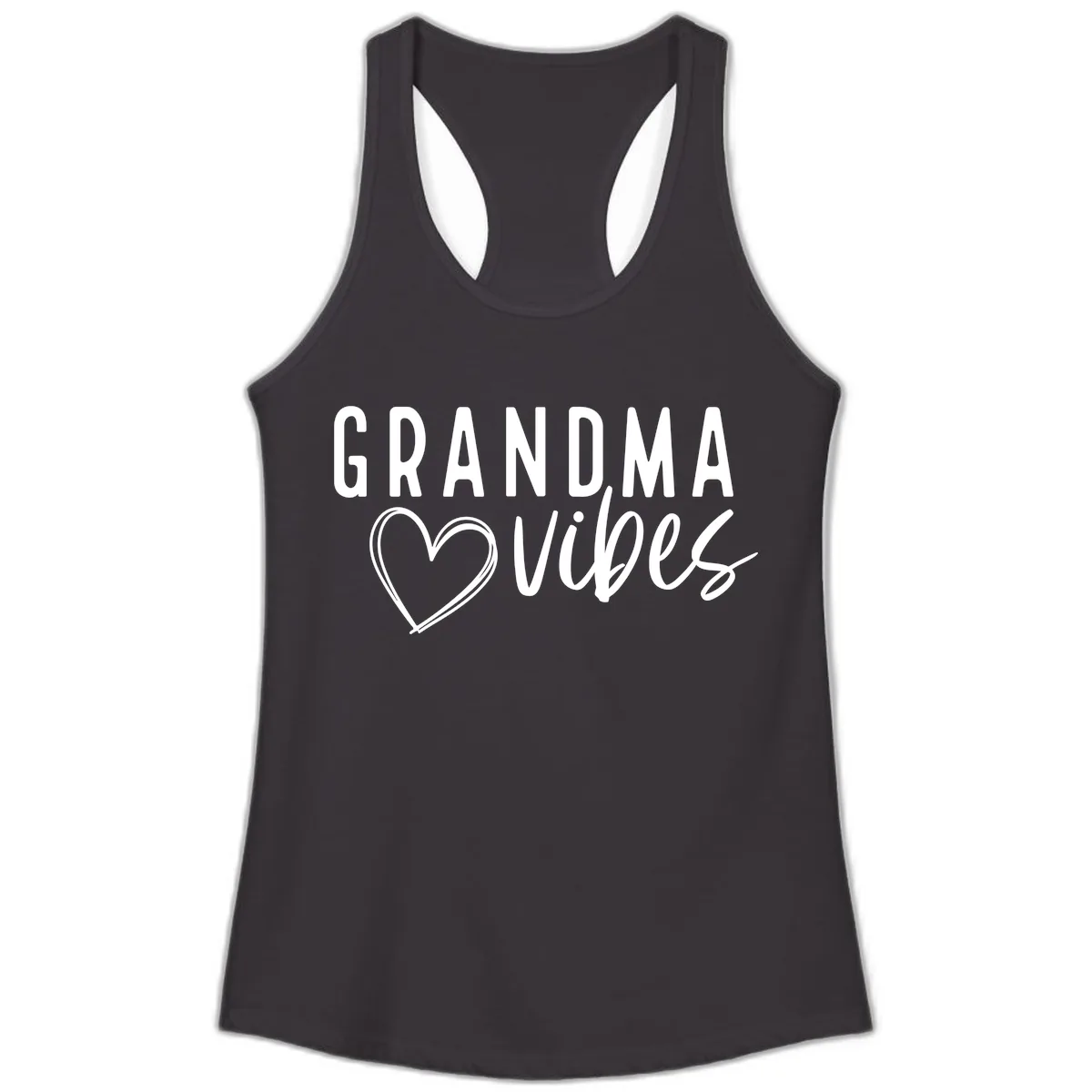 Grandma Vibes Heart Design Ladies Tank in Black