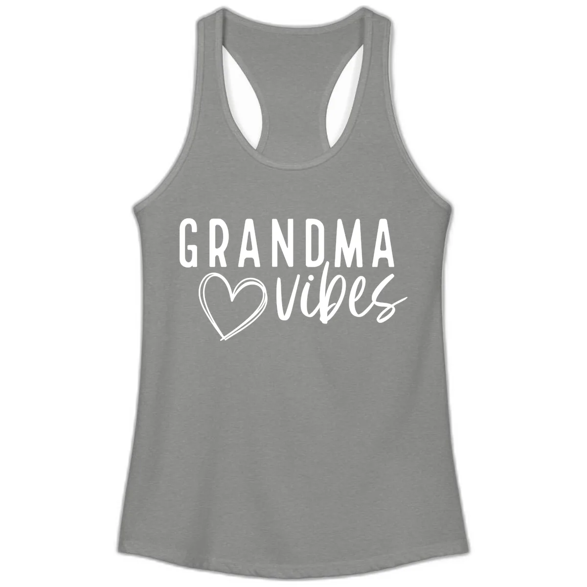 Grandma Vibes Heart Design Ladies Tank in Heather Grey