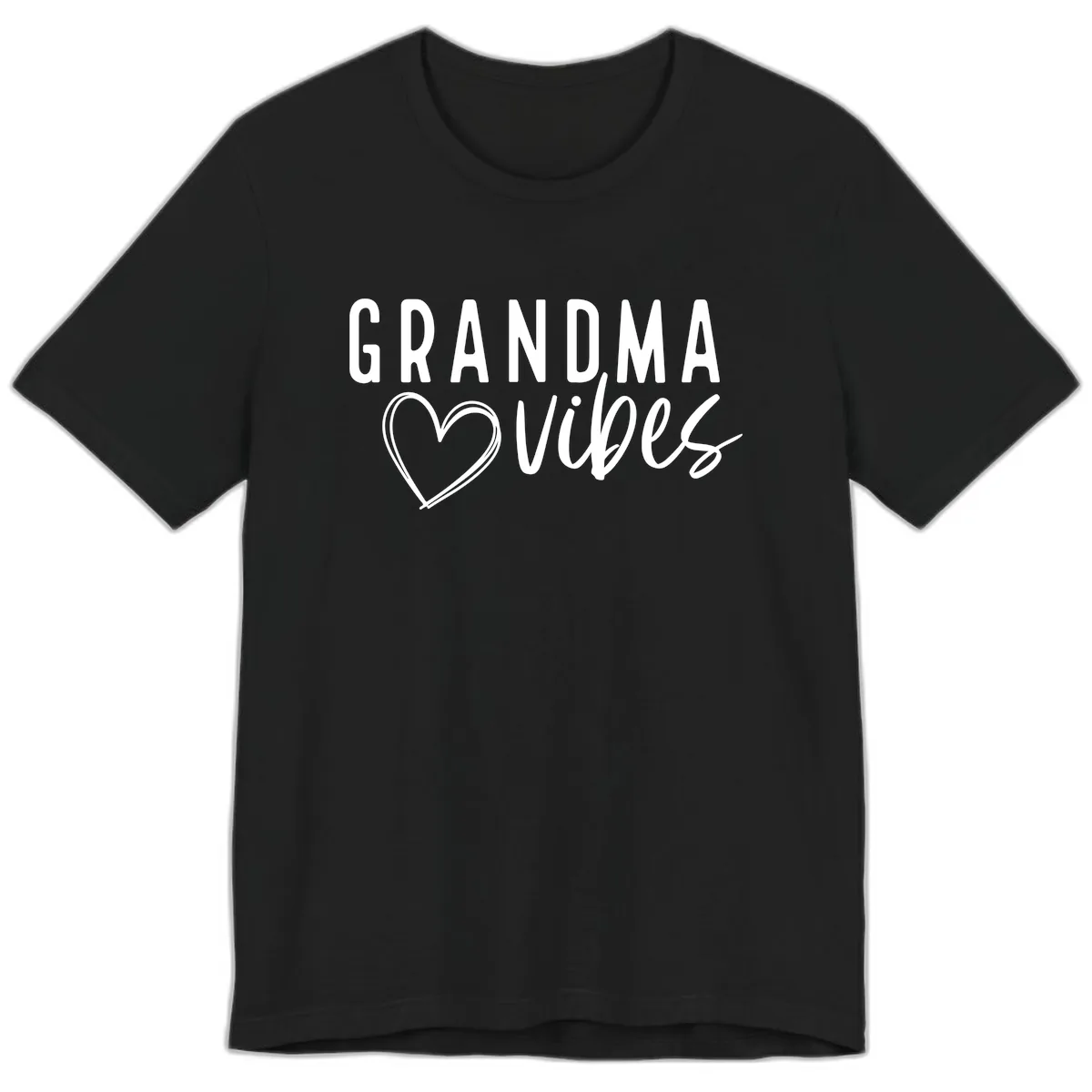 Grandma Vibes Heart Design Premium T-Shirt in Black