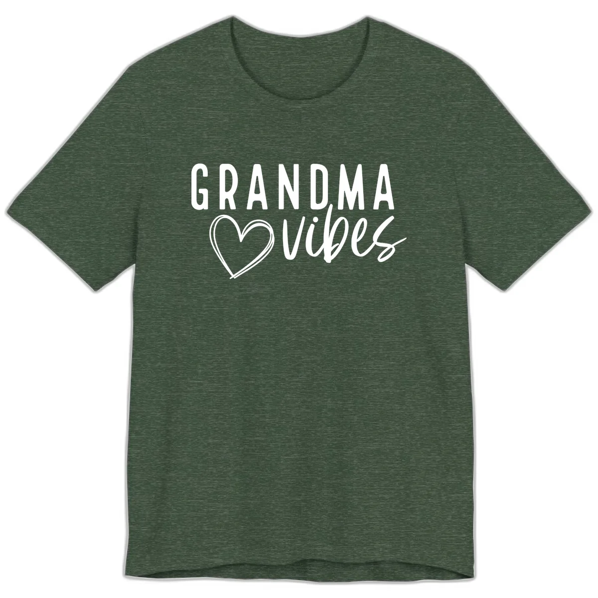 Grandma Vibes Heart Design Premium T-Shirt in Heather Forest