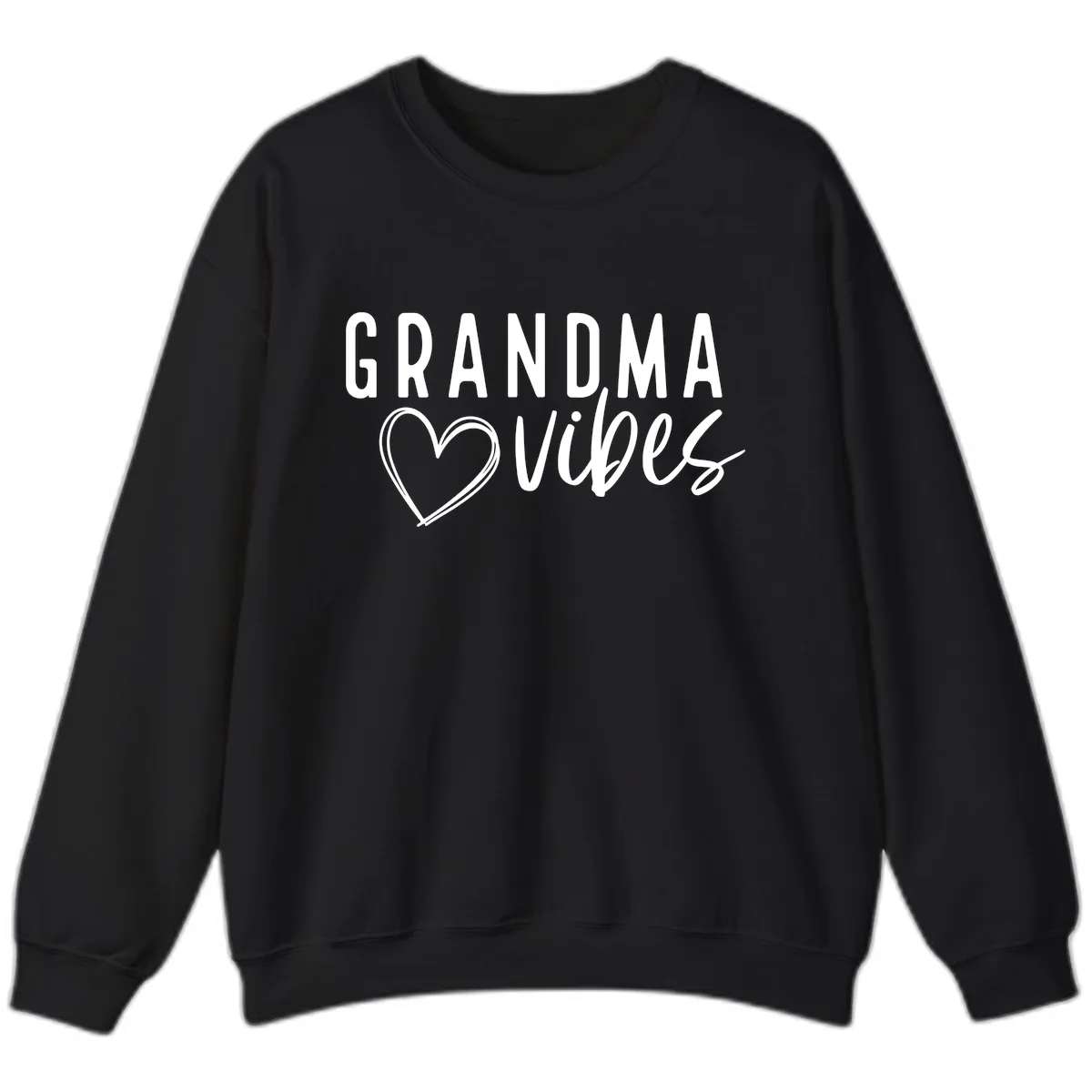 Grandma Vibes Heart Design Sweatshirt in Black