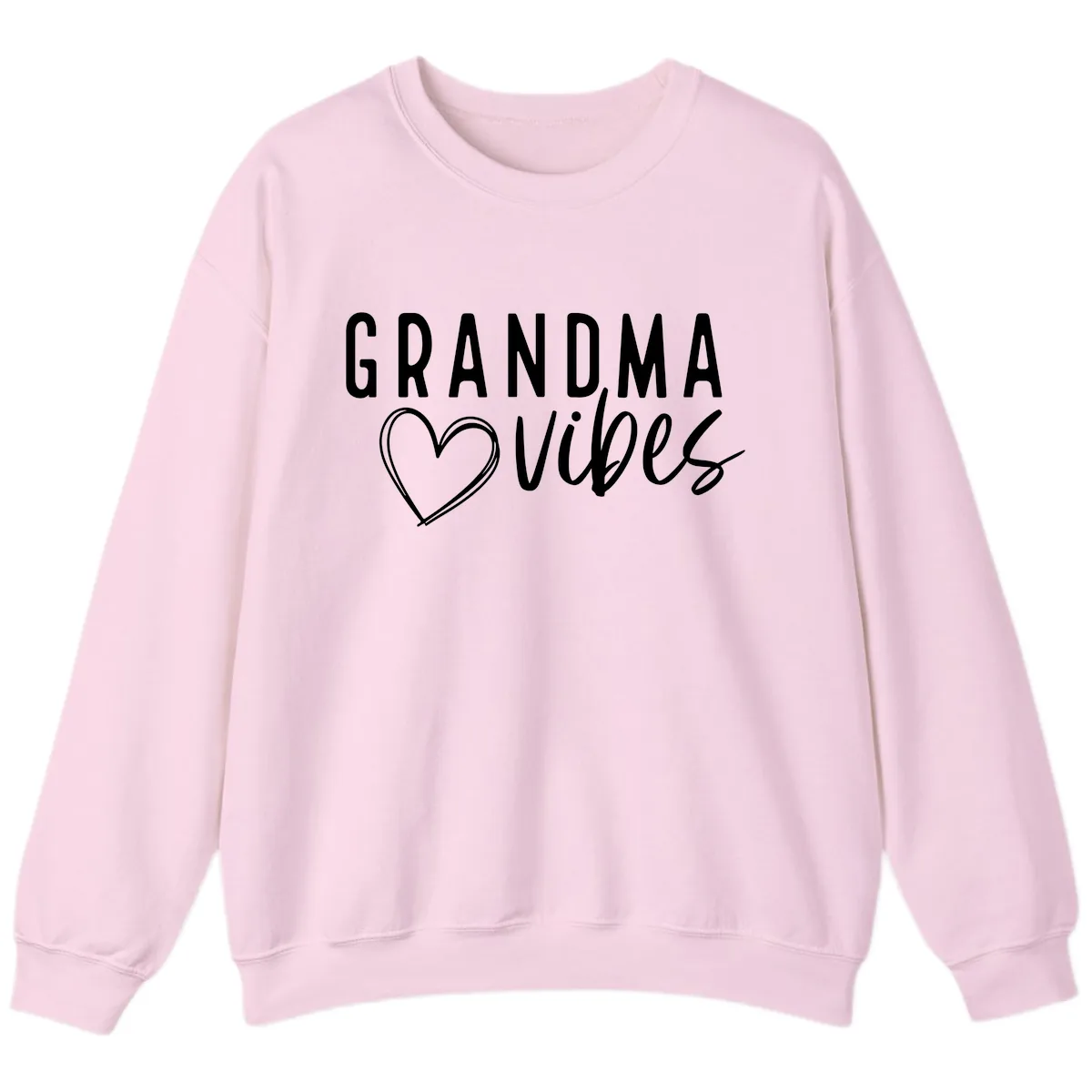 Grandma Vibes Heart Design Sweatshirt in Light Pink