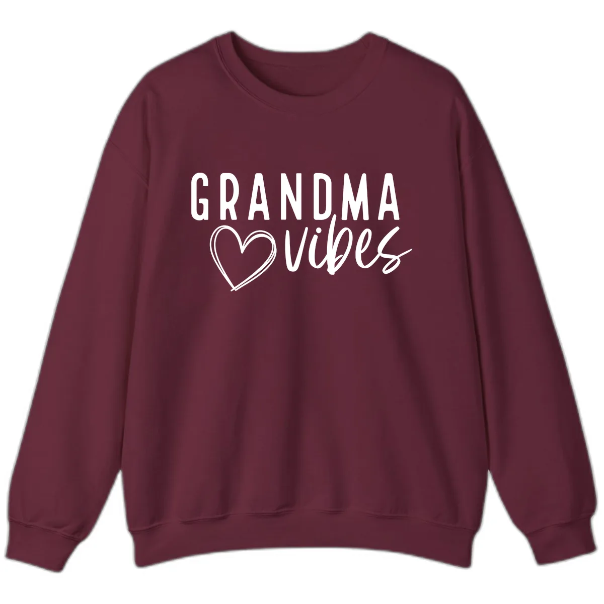 Grandma Vibes Heart Design Sweatshirt in Maroon