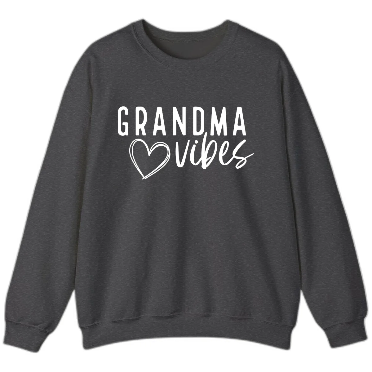 Grandma Vibes Heart Design Sweatshirt in Dark Heather