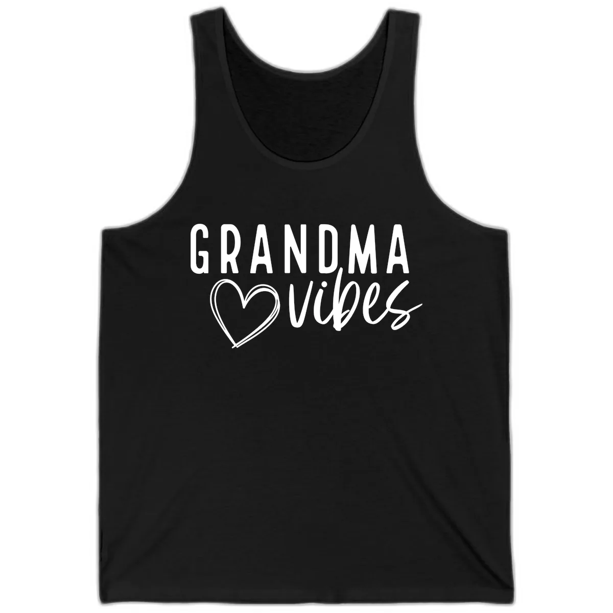 Grandma Vibes Heart Design Tank in Black