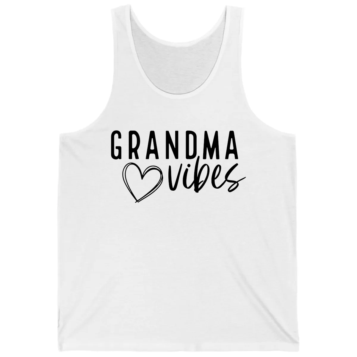 Grandma Vibes Heart Design Tank in White