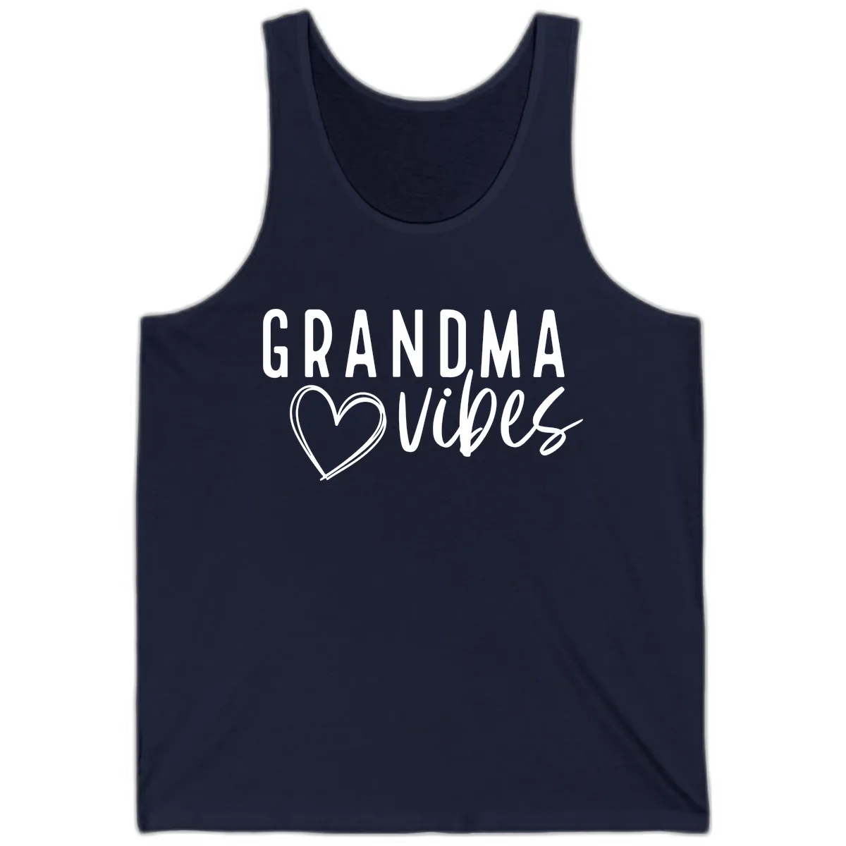Grandma Vibes Heart Design Tank in Navy