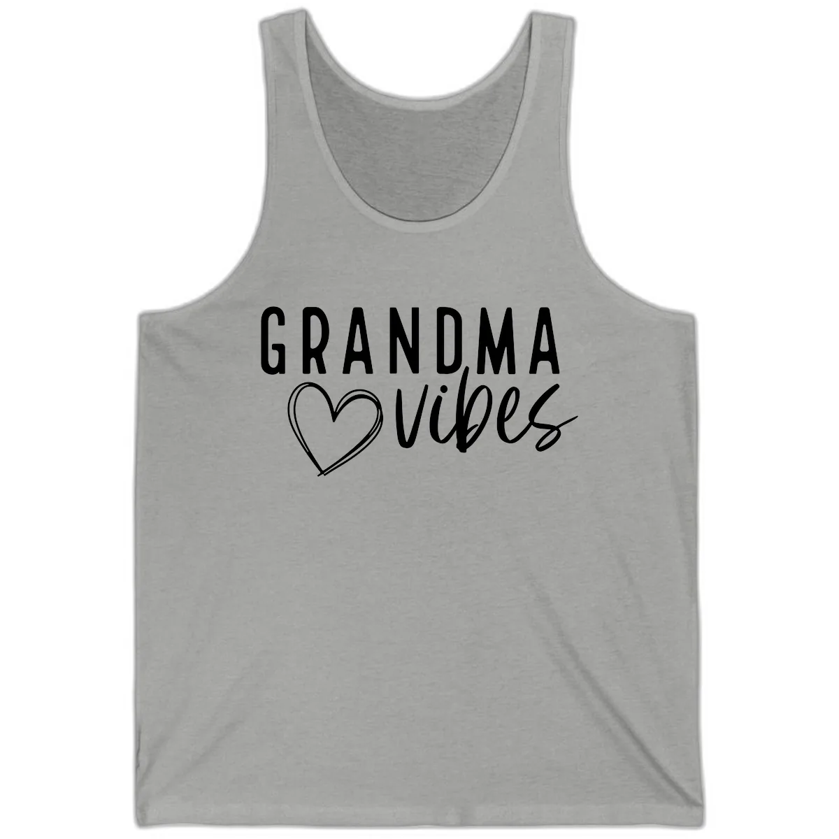 Grandma Vibes Heart Design Tank in Athletic Heather
