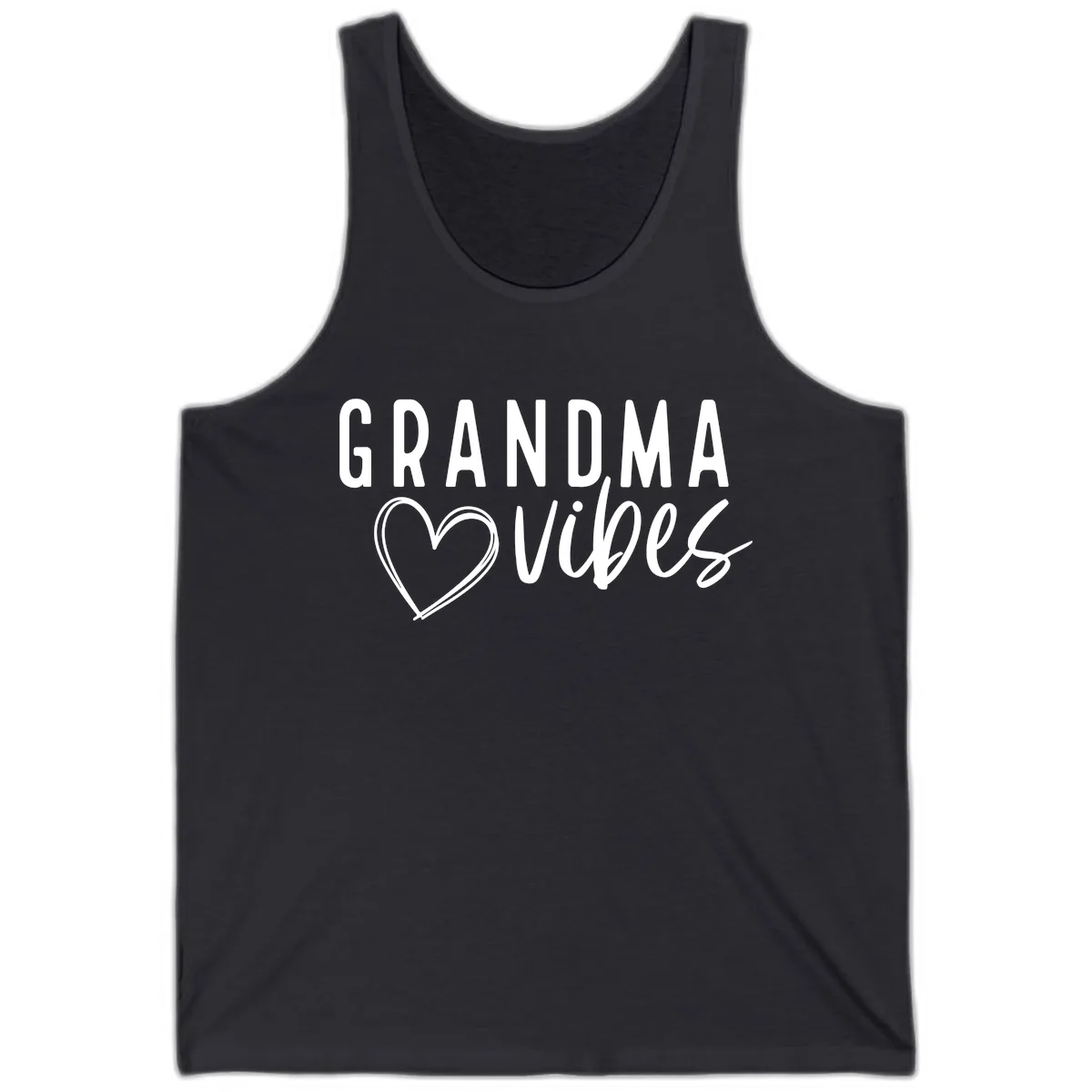 Grandma Vibes Heart Design Tank in Dark Grey