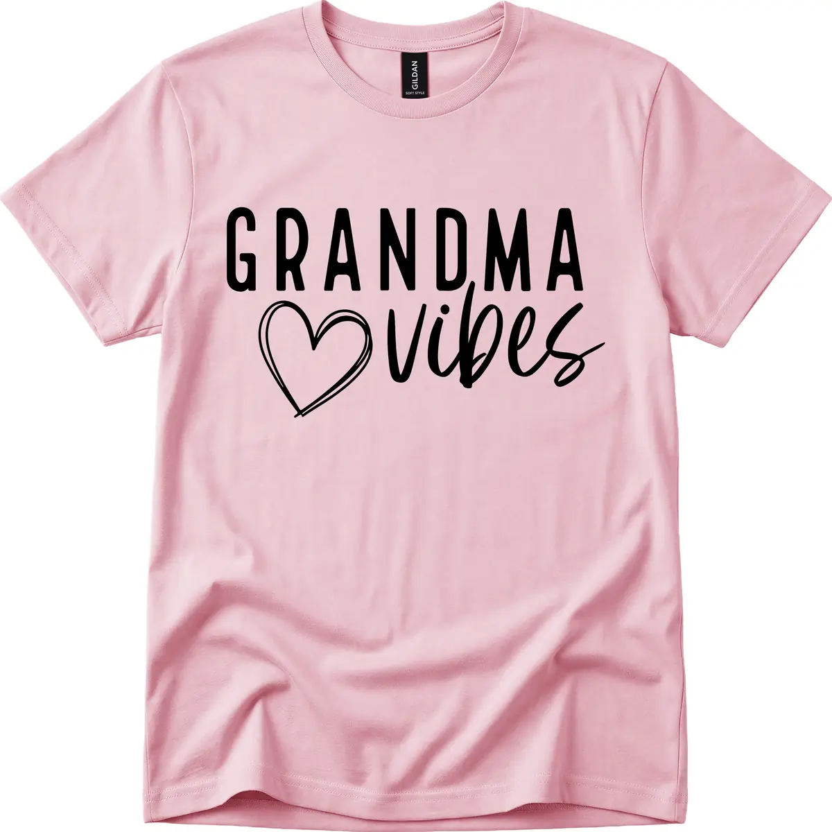 Grandma Vibes Heart Design T-Shirt in Light Pink
