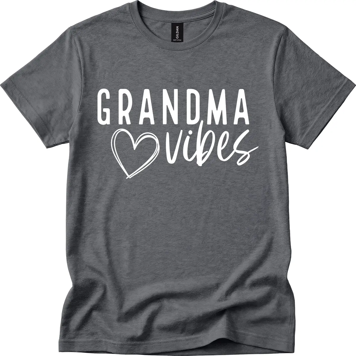 Grandma Vibes Heart Design T-Shirt in Dark Heather