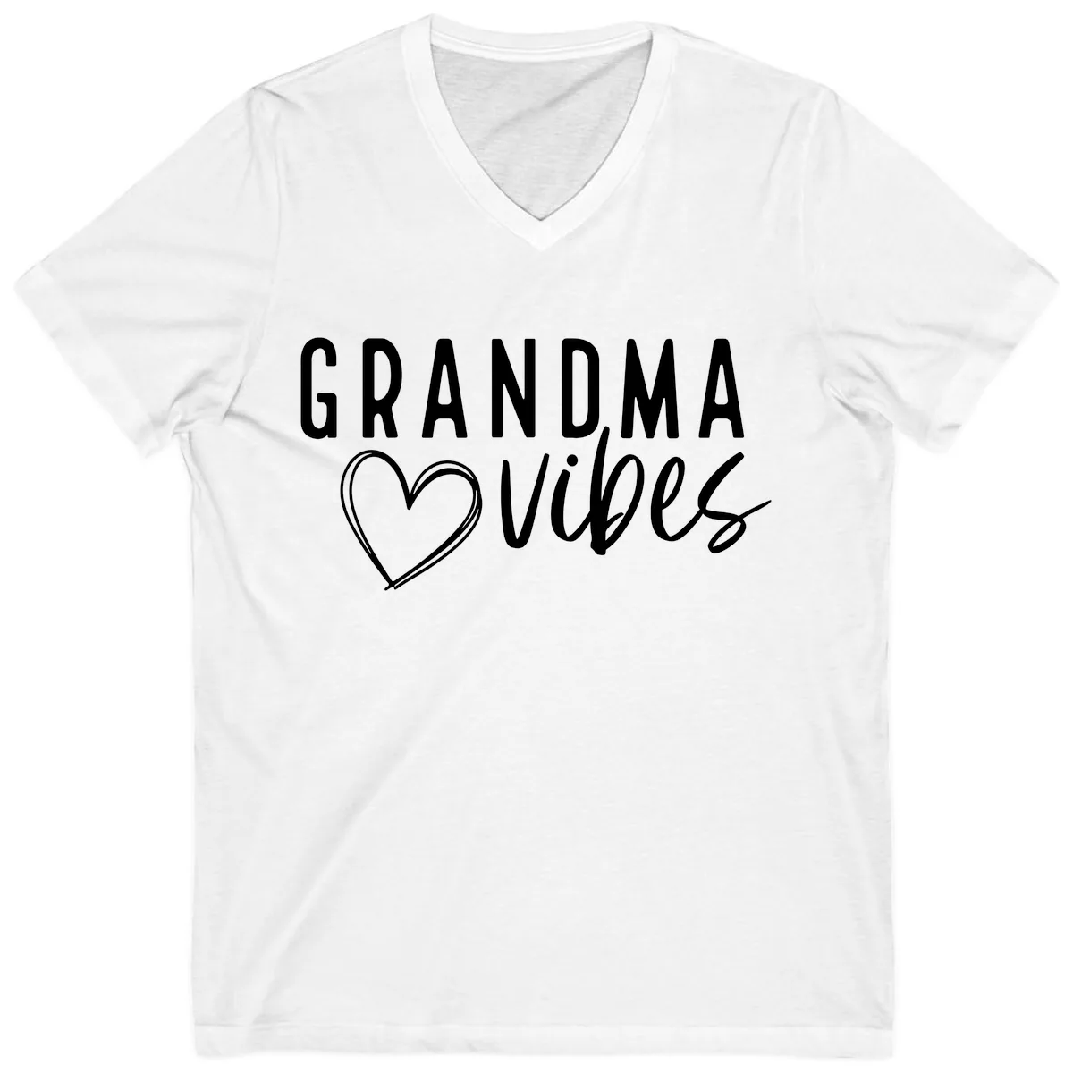 Grandma Vibes Heart Design V-Neck in White