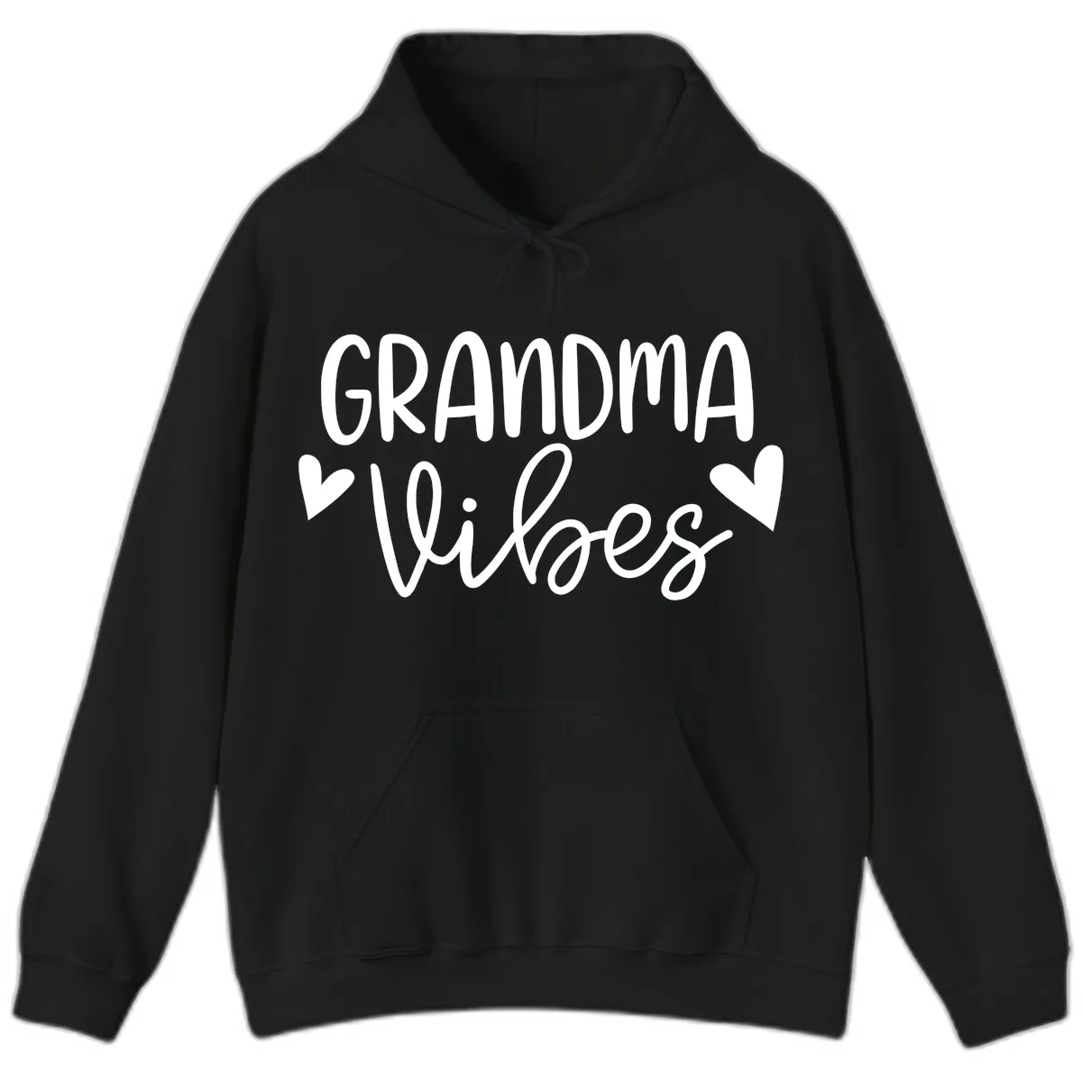 Grandma Vibes Typography Hoodie in Black