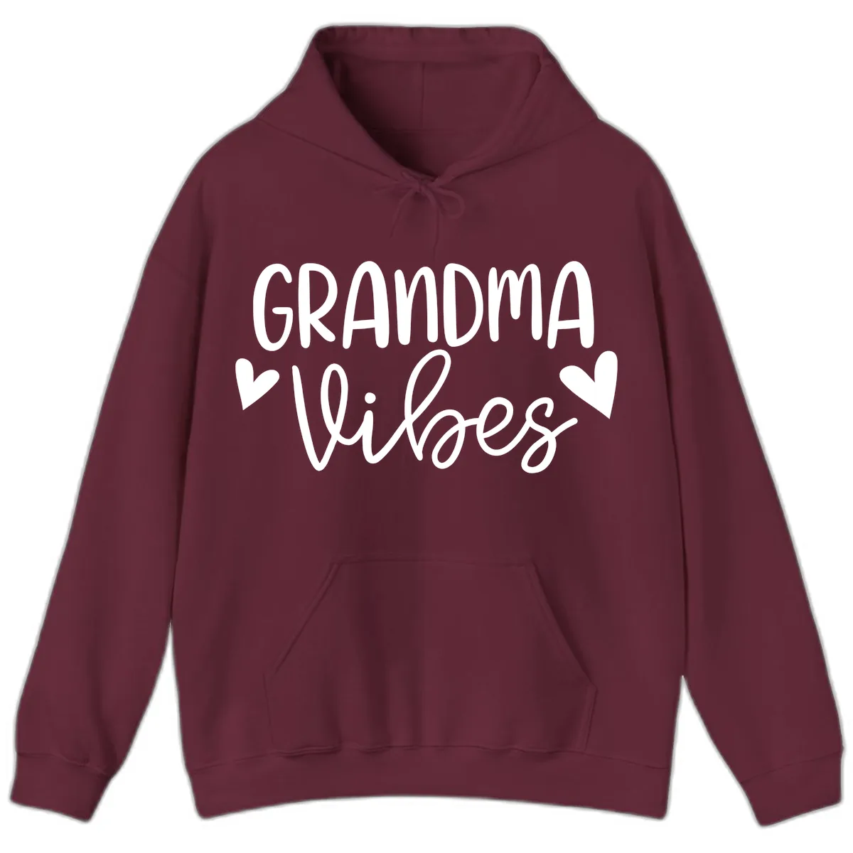 Grandma Vibes Typography Hoodie in Maroon