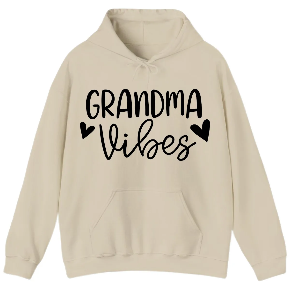 Grandma Vibes Typography Hoodie in Sand