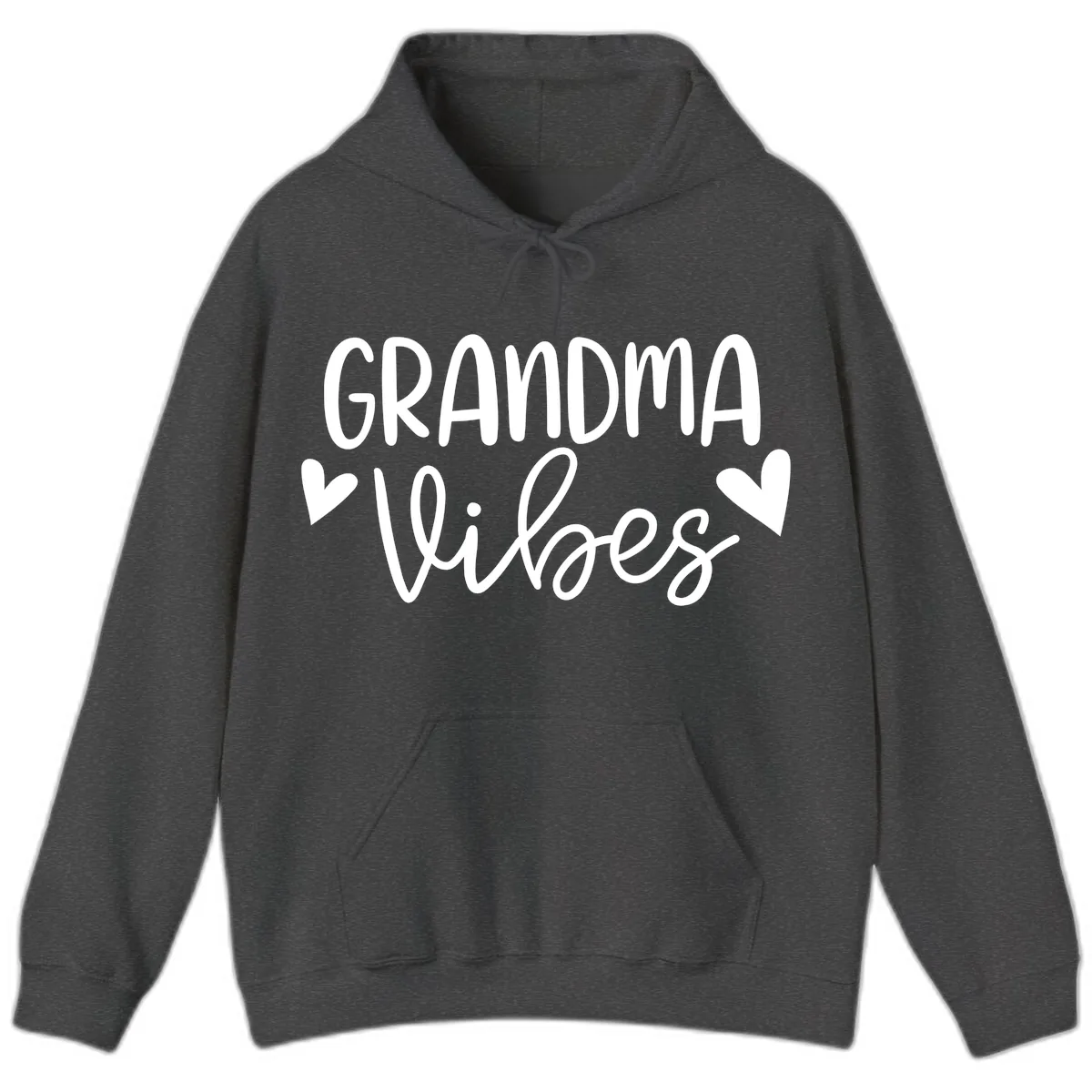 Grandma Vibes Typography Hoodie in Dark Heather