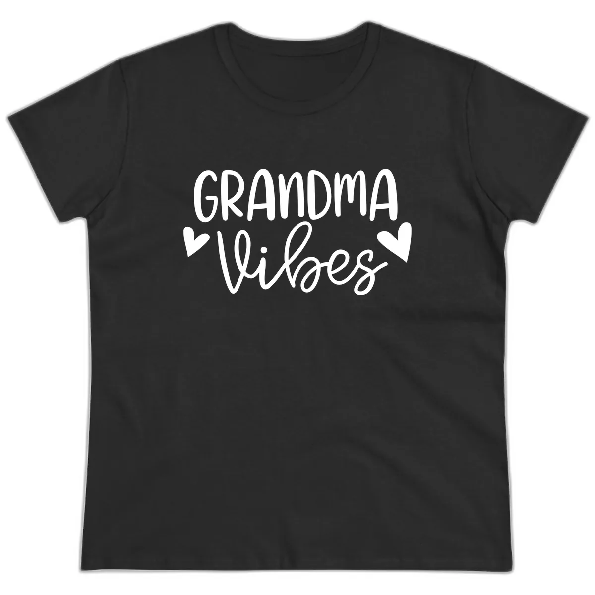 Grandma Vibes Typography Ladies Tee in Black