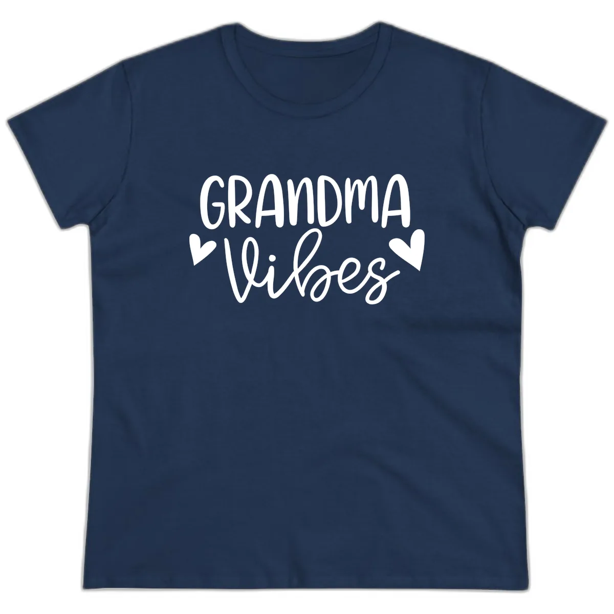 Grandma Vibes Typography Ladies Tee in Navy