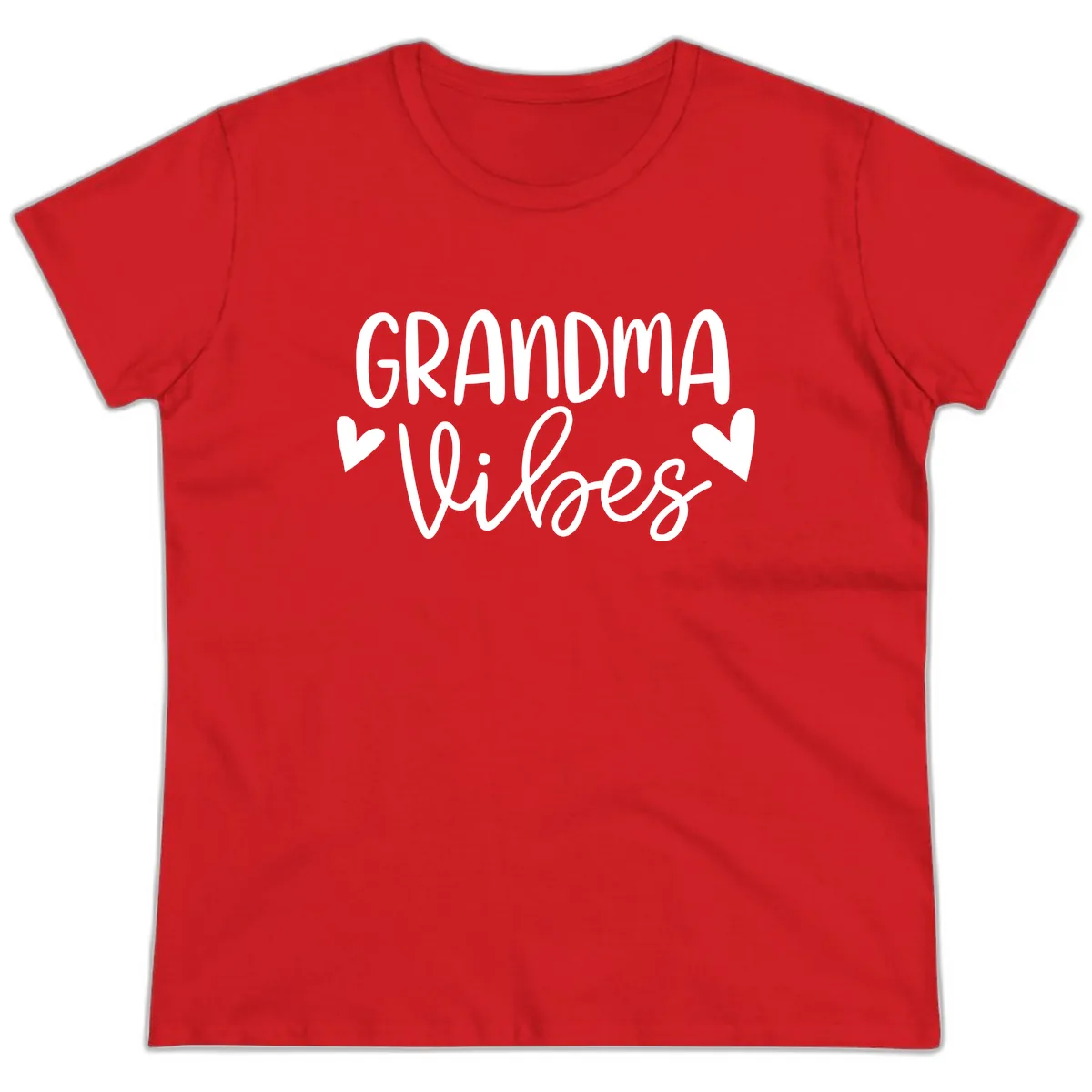 Grandma Vibes Typography Ladies Tee in Red