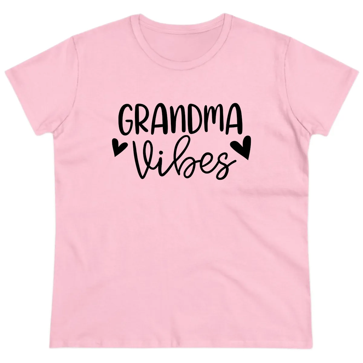 Grandma Vibes Typography Ladies Tee in Light Pink