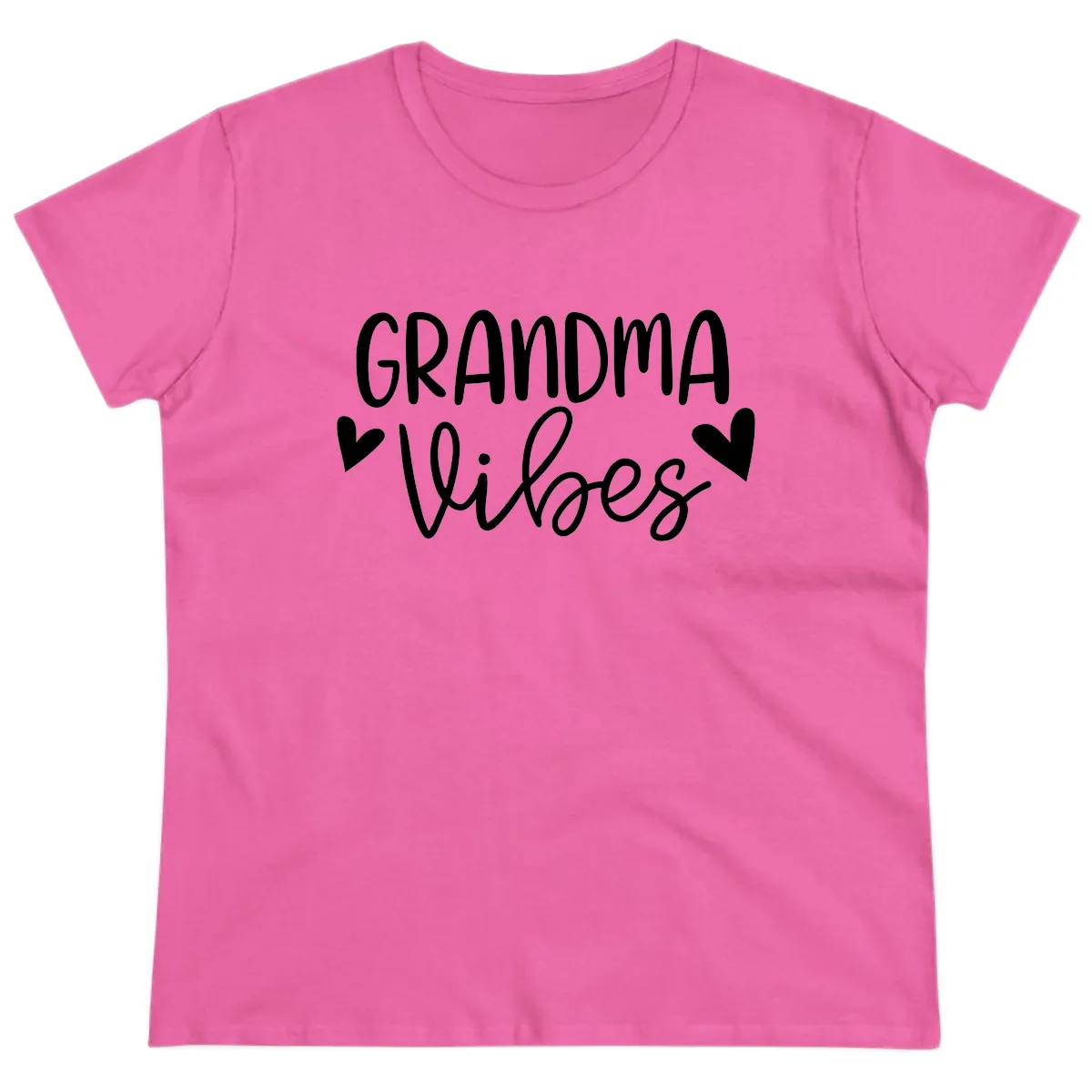 Grandma Vibes Typography Ladies Tee in Azalea