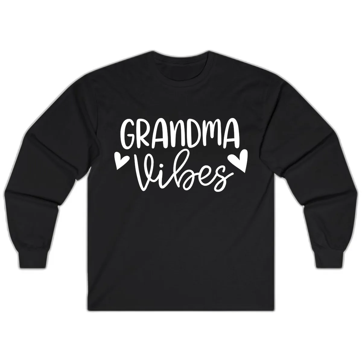 Grandma Vibes Typography Long Sleeve in Black