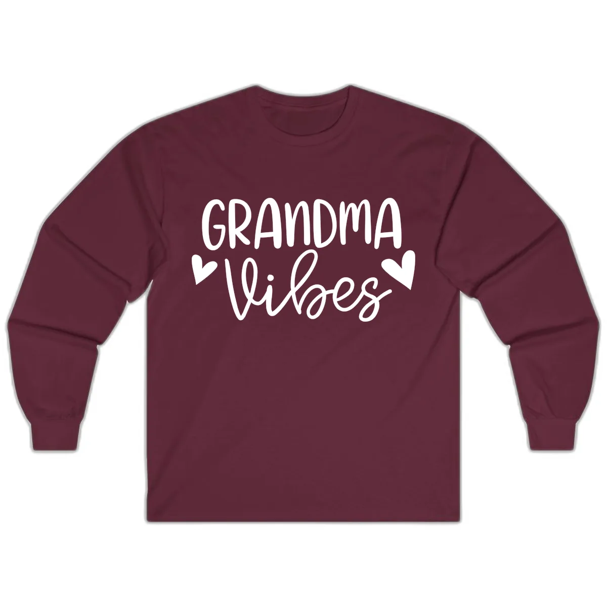 Grandma Vibes Typography Long Sleeve in Maroon