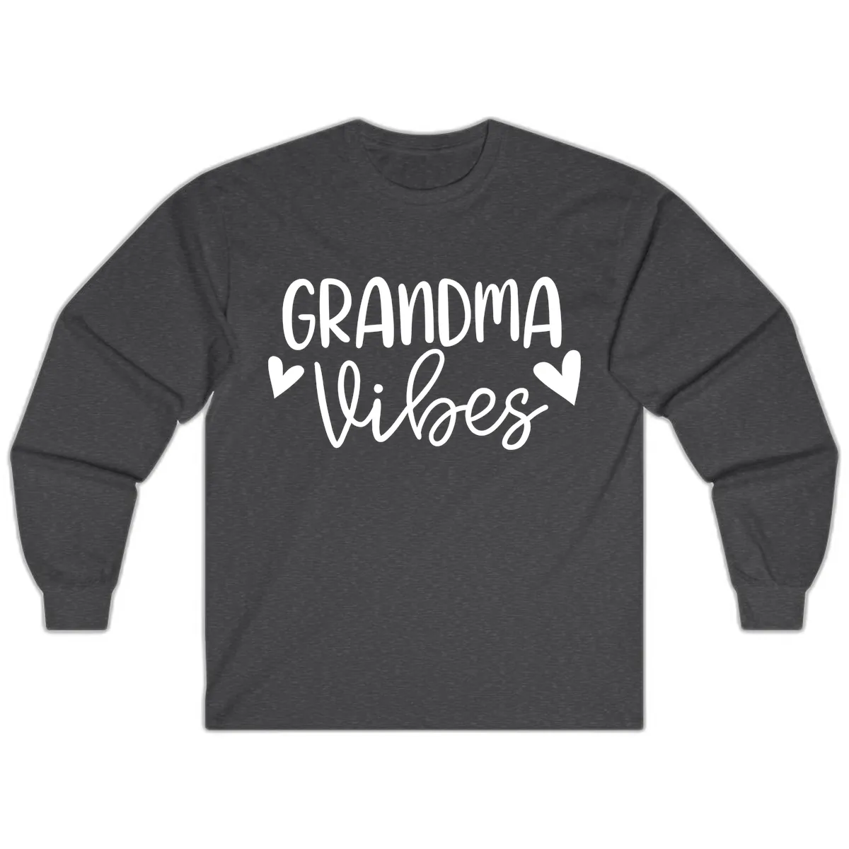 Grandma Vibes Typography Long Sleeve in Dark Heather