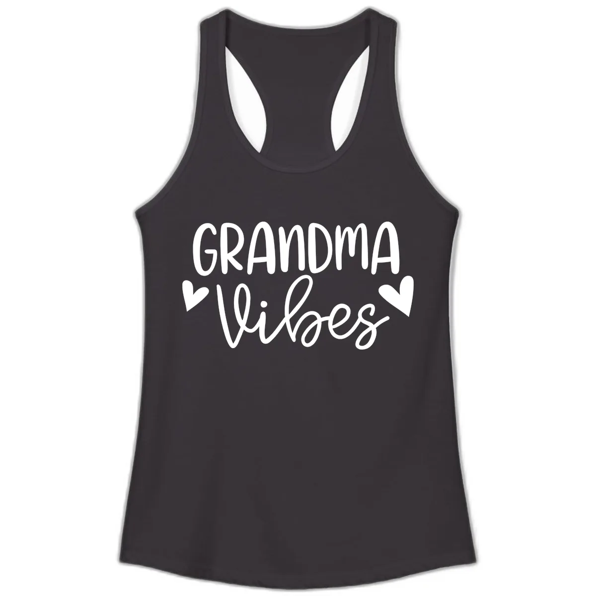 Grandma Vibes Typography Ladies Tank in Black