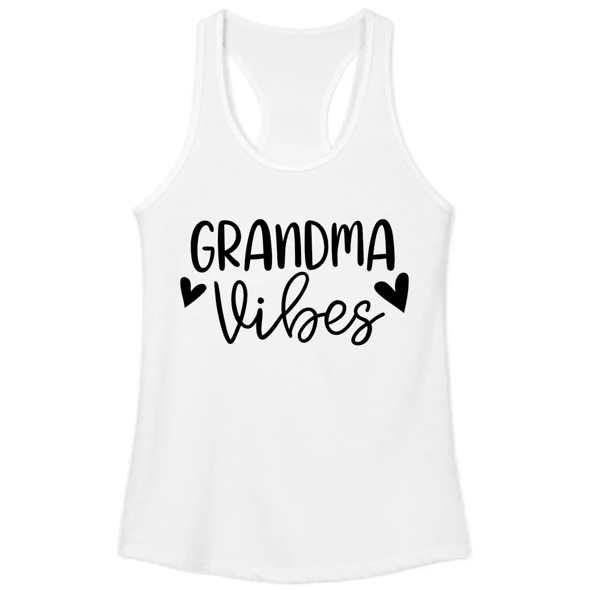 Grandma Vibes Typography Ladies Tank in White