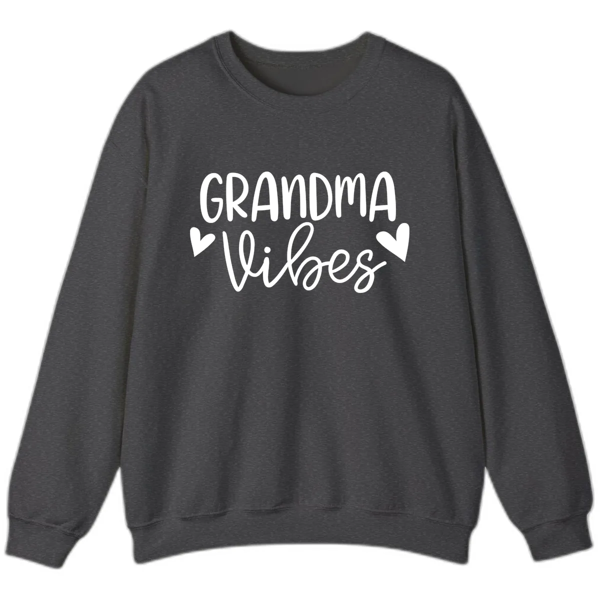 Grandma Vibes Typography Sweatshirt in Dark Heather