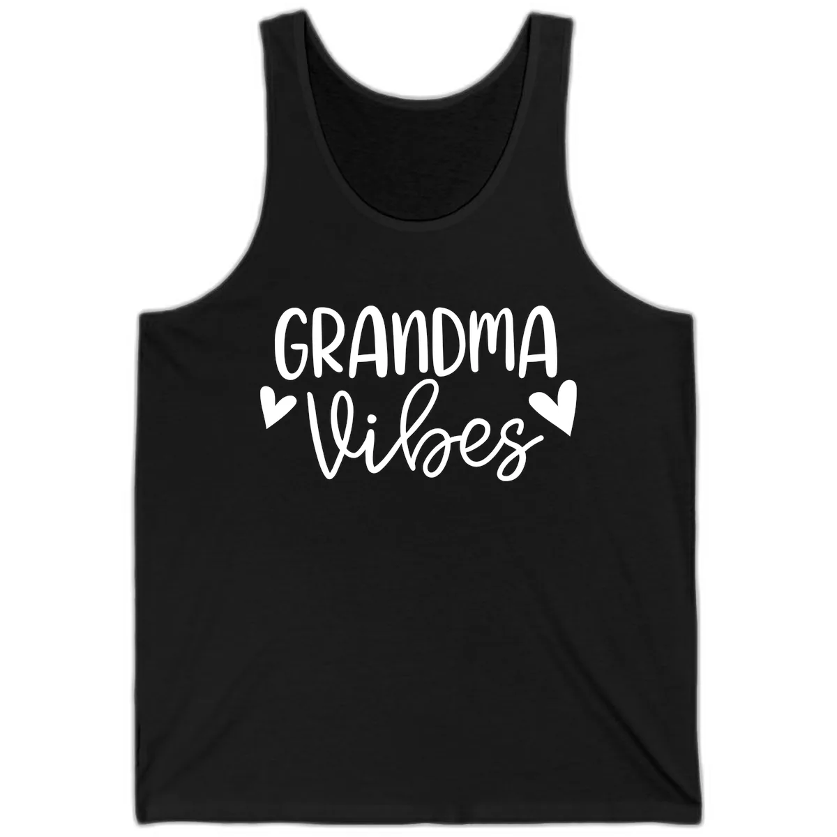 Grandma Vibes Typography Tank in Black