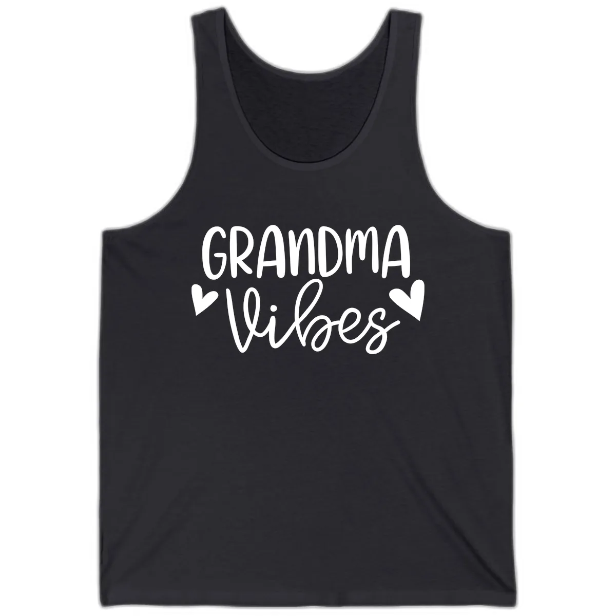 Grandma Vibes Typography Tank in Dark Grey