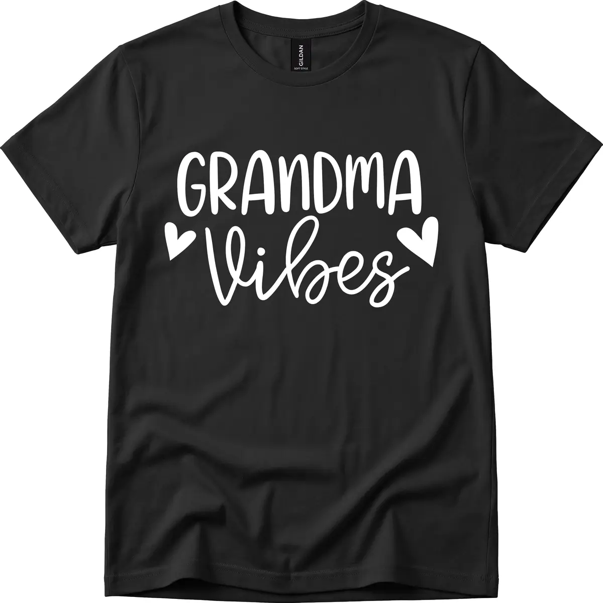 Grandma Vibes Typography T-Shirt in Black