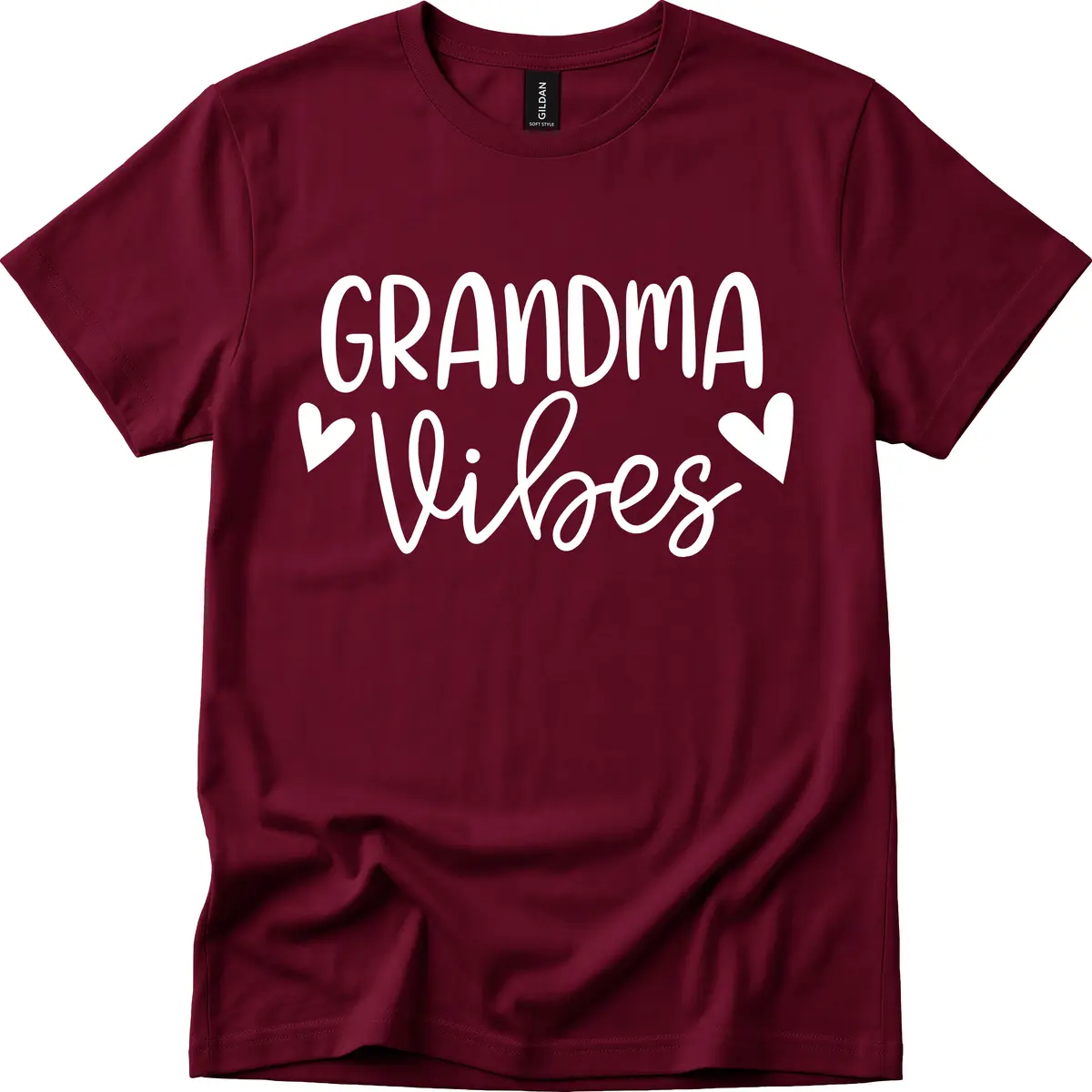 Grandma Vibes Typography T-Shirt in Maroon