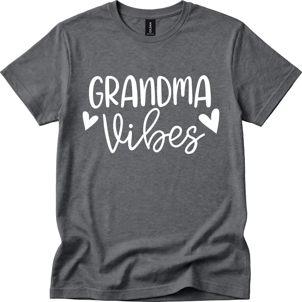Grandma Vibes Typography T-Shirt in Dark Heather