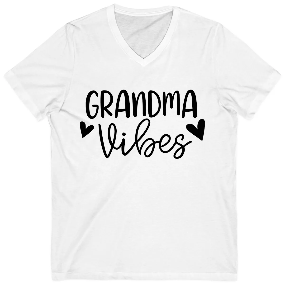 Grandma Vibes Typography V-Neck in White