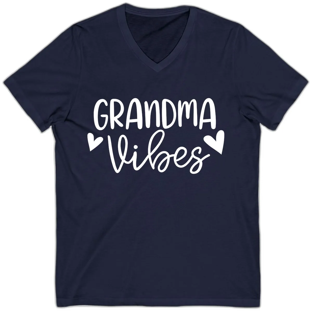 Grandma Vibes Typography V-Neck in Navy