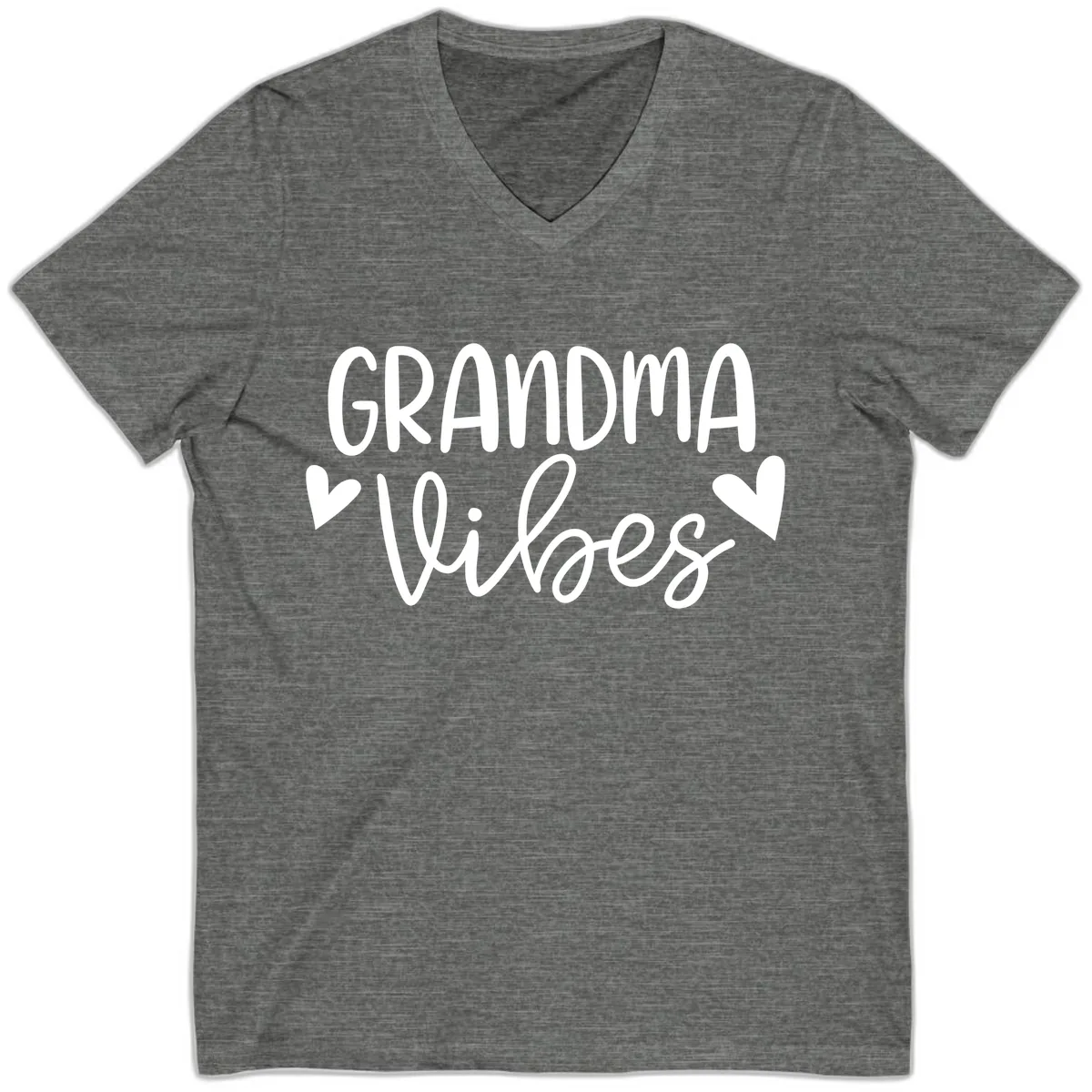 Grandma Vibes Typography V-Neck in Deep Heather