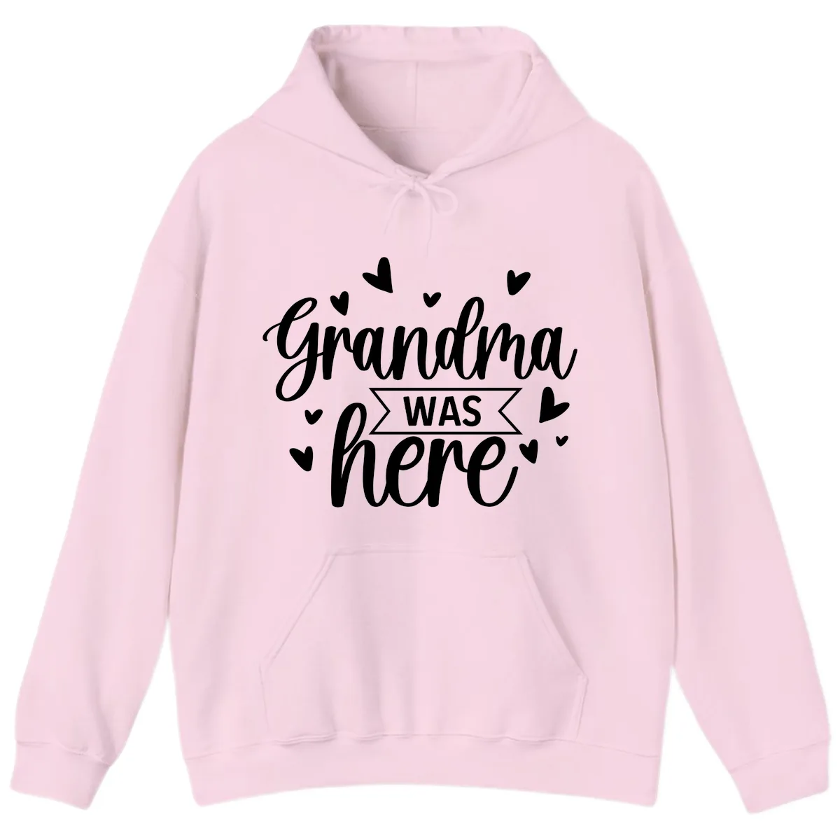 Grandma Was Here Design Hoodie in Light Pink