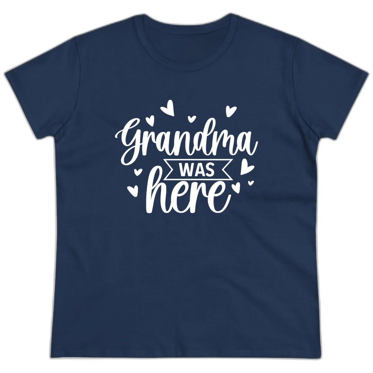 Grandma Was Here Design Ladies Tee in Navy