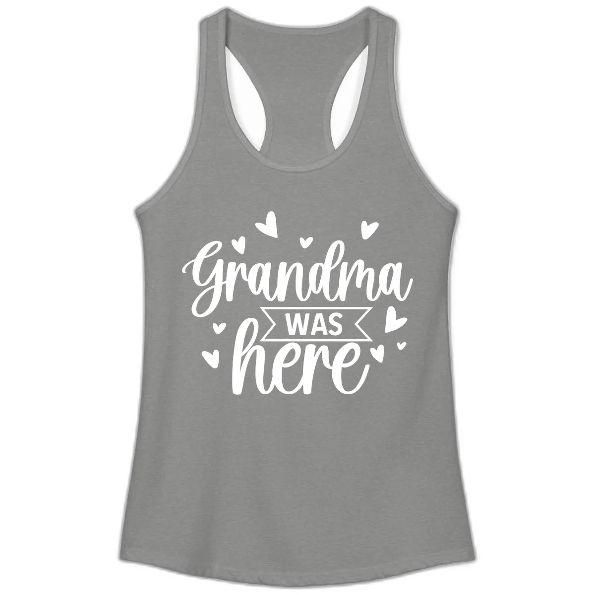Grandma Was Here Design Ladies Tank in Heather Grey